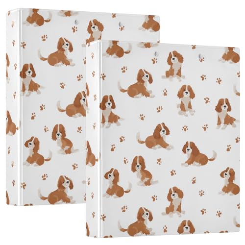 Cavalier King Charles Spaniel Dog Round Ring Binders 1.5 Inch 3 Ring Binder with Clipboard Holds 200 Sheets Office Home School - color: Multicolored 12