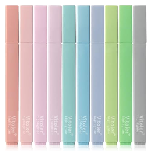 Vitoler Bible Highlighters,Aesthetic No Bleed Bible, Soft Chisel Tip,10Pcs | Assorted Color,Cute Pastel,high quality for bible study,books,journal,writing,school office - color: Lake Colours, size: 10