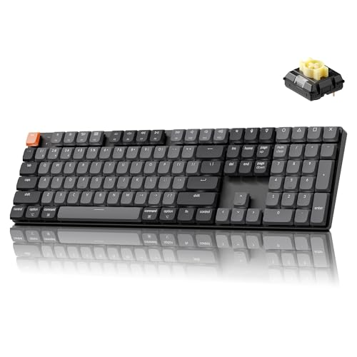 Keychron K5 Version 2 Wireless Bluetooth 5.2 Mechanical Keyboard, Low Profile Milk POM Switch 100% Full-Size Layout QMK Programmable, White Backlight with Shine-Through Keycaps for Mac Windows Linux - color: White Backlight Banana Switch