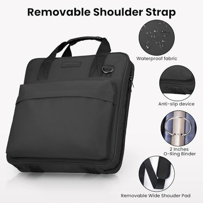 3 Ring Zipper Binder, Durable School Zip Binder, 2" 500 Sheets | Sturdy organizer with strap & pockets fits laptops. Internal pouch keeps daily tech gear easy to carry. - color: Black
