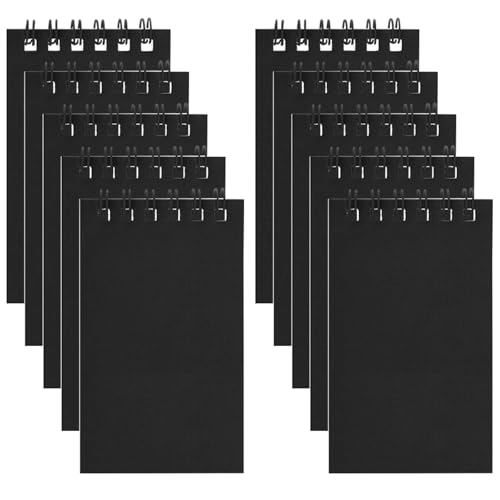 Hooqict 10 Pack Pocket Notebook 3x5 Small Spiral Notepads Black Mini Notebooks with Lined Pages, Memo Note Pads for Work, Office, School, 50 Sheets/100 Pages - color: Black