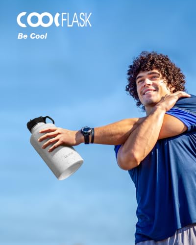 Half Gallon Water Bottle Insulated with Straw&3 Lids, Coolflask 64 oz Water Jug Galaxy Large Metal Stainless Steel flask for Gym, Sports and Office, Keep Cold 48H Hot 24H, Arctic White | 64 oz Large Water Jug Stainless Steel Triple-Wall, Cold 48+h/Hot 24+