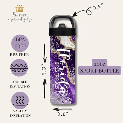 Custom Leakproof Water Bottle 20oz| Gym Tumblers| Running Cup| Adult Tumbler| Marble Sport Bottle (Purple) - color: Purple