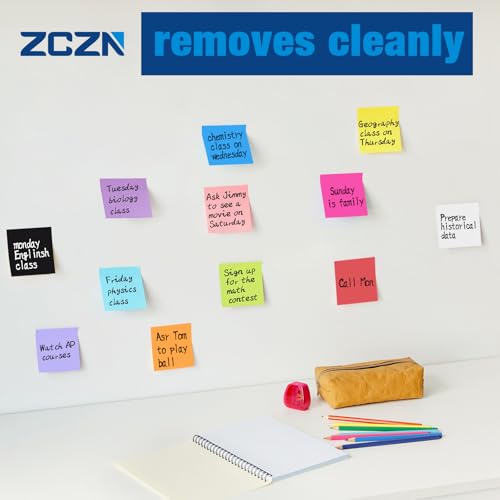 ZCZN 400 Sheets Pop-up Sticky Notes, 3 x 3 Inches, 4 Pads Bright Color Self-Stick Notes, 100 Sheets/Pad, Blue - color: Blue
