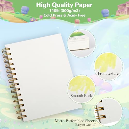 3-Pack Watercolor Set 5"x5"-5"x7.5"-8"x11"-Drawing Paper Pad,Spiral Bound, 20 Sheets 140lb/300gsm Watercolor Paper Pad, Watercolor Sketchbooks for Artist Supplies, Painting, Drawing and Art Journals - size: 5×5 in-8×11 in(3 pack)