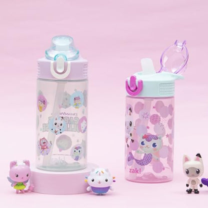 Zak Designs DreamWorks Gabby's Dollhouse Sage Kids Water Bottle For School or Travel, 16oz Durable Plastic Water Bottle With Straw and Leak-Proof, Pop-Up Spout Cover, 2-Pack Set (The Gabby Cats) - color: Gabby's Dollhouse (The Gabby Cats)