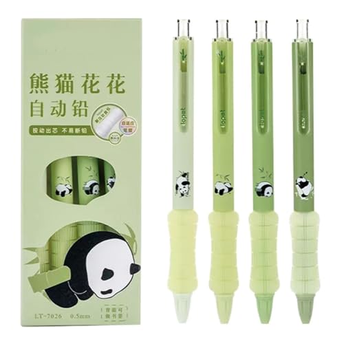 MOZXIRZ 4 Pcs Mechanical Pencils 0.5mm Cute Panda Mechanical Pencil Kawaii Cartoon Pencils School Pencil for Students Women (4Pcs Panda) - color: 4Pcs Panda
