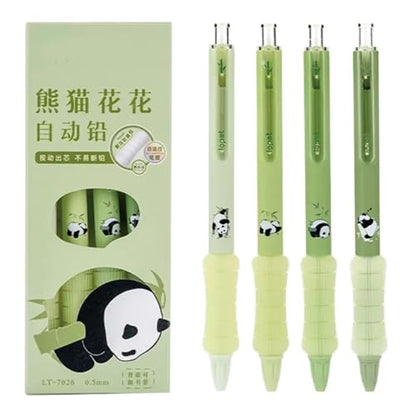 MOZXIRZ 4 Pcs Mechanical Pencils 0.5mm Cute Panda Mechanical Pencil Kawaii Cartoon Pencils School Pencil for Students Women (4Pcs Panda) - color: 4Pcs Panda