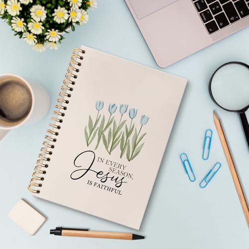 huester Christian Tulip Floral Notebook Journal, Bible Verse Journal for Women, Jesus Is Faithful Religious Scripture Notebooks for Note Taking, Bible Hardcover Spiral Notebook, 5.5x8.3 Inch - color: Christian03