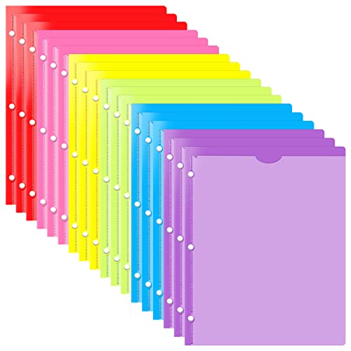 Heavy Duty Plastic Folder with Clear Front Pocket and 3 Holes- 18 Pack, Assorted Colors 3 Hole Punched Folder for 3 Ring Binders,2 Pocket Folders with Card Slot for Letter Size Paper - size: 18, style: Heavy Duty 2 Pockets with 3 Holes