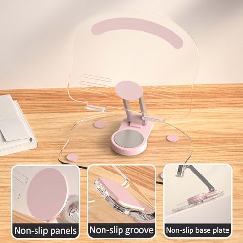 360 Degree Rotating Mobile Tablet Stand, Adjustable Tablet Holder-Adjustable Foldable Desktop Table Holder Base,Multi-Angle, Non-Slip Silicone Base,Portable iPad Stand for Desk - color: Black