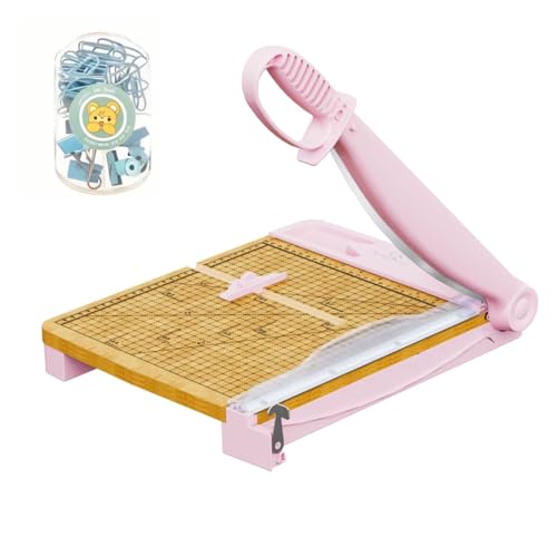 12 Inch Heavy Duty Paper Cutter, Wood Guillotine Paper Cutter & Paper Trimmer, 30 Sheets Capacity Paper Cutting Board for Classroom, Crafting, Cardstock Pink - color: Pink