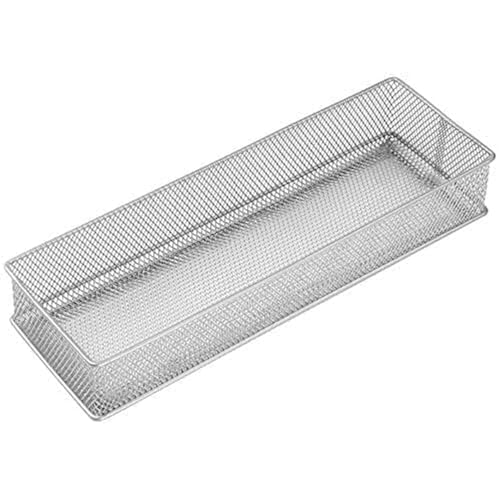 YBM Home Silver Mesh Drawer Organizer and Storage for Kitchen Drawers, Serves as School Supply Holder, Office Desktop Organizer Basket, Makeup and Craft Supplies Organization, (1 Unit, 4x12x2 Inch) - size: 4x12x2 inch
