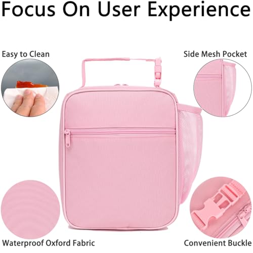 GYEUKHAM Insulated Lunch Bag for Women Girl Teen large Insulated Kid Lunch Bag,Large Reusable Cute Cooler Bag for School Work Picnic,Pink Alphabet - color: Pink Alphabet