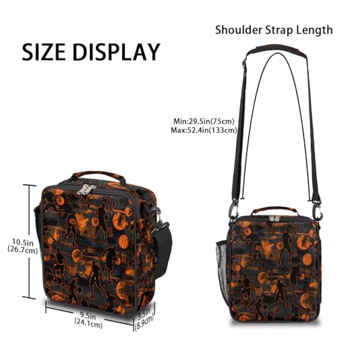 Pardick Graffiti Basketball Boys Lunch Box for School Insulated Kids Lunch Box Reusable Leakproof Lunch Bag Cooler Tote with Adjustable Shoulder Strap Back to School Gifts for Teens Boys - color: W-Fire Basketball