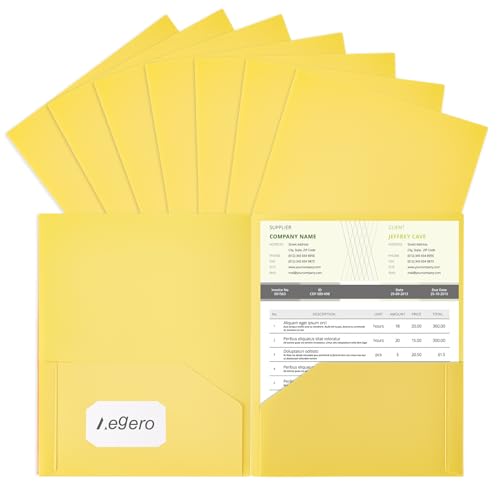 Aegero Plastic Folders with Pockets (7 Pack, Yellow), Durable Heavy Duty File Folders with Business Card Slot, 2-Pocket Folder for Schoolwork & Office,Letter Size - color: Yellow, size: 1 Set（7pack）