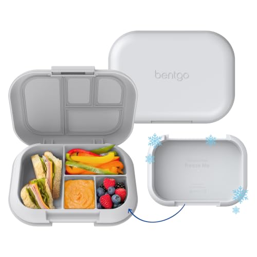 Bentgo Chill Kids Leakproof Lunch Box - 4-Compartment Bento Box with Built-In Ice Pack, 3.3 Cup Capacity, BPA-Free, Microwave & Dishwasher Safe Tray, Ages 3–7 (Gray) - color: Gray