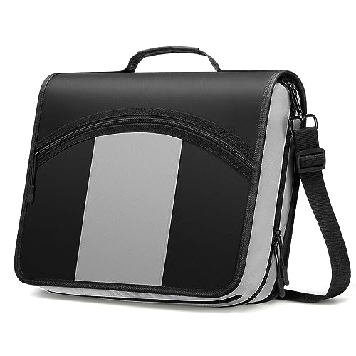 MoKo Zipper Binder with Strap, 3 Inch 3 O Ring, 600 Sheets, Black & Gray | Water-repellent nylon with 2 folders, 2 mesh pockets and a outer pockets, reinforced handle and adjustable shoulder strap. - color: Black