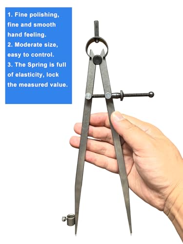 10 inch Professional Leather Compass with Pencil Holder, Precision Spring Divider/Scriber, Metal Compass for Woodworking Metalworking