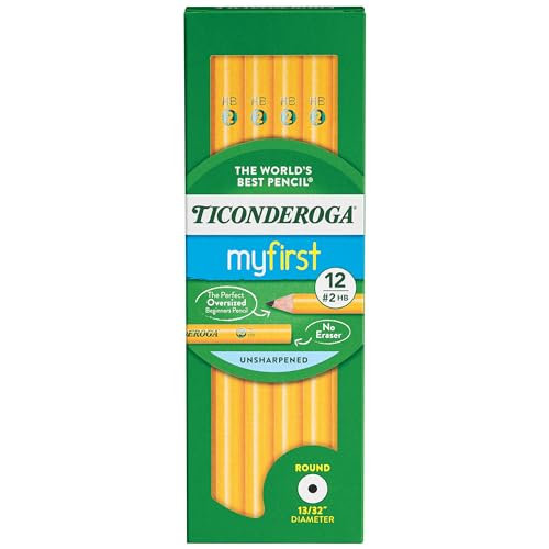 Ticonderoga Beginner Wood-Cased Pencils, 2 HB Soft, Yellow, 12 Count (X13080)