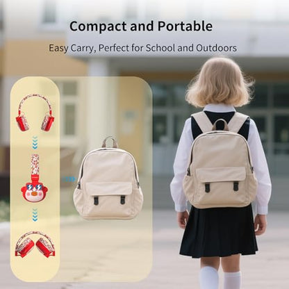 Beerus Kids Bluetooth Headphones, 85dB Volume Limiter, Bluetooth 5.4 & 20H Playtime, Ultra-Soft Foldable Over-Ear Headset with Mic, FM/TF Mode, Cute Animal Design for School Travel - color: Red Piggy