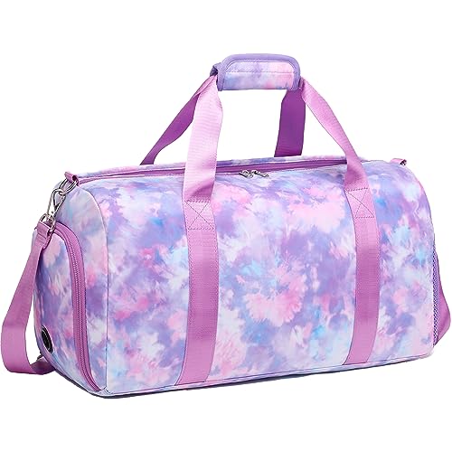 Jumpopack Duffle Dance Bag for Girls - Ballet, Gymnastics & Sports - Sleepover & Overnight Bag with Shoe Compartment,Tie Dye Purple - color: Tie Dye Purple
