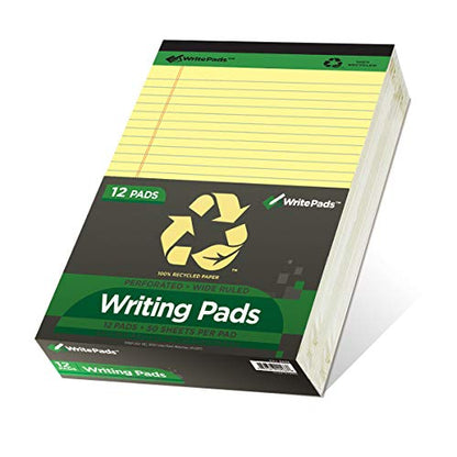KAISA Legal Note pads 8.5 x 11，12pads 600 Sheets note pads office supplies Recycled Paper 8.5 x 11 Wide Ruled 50 sheets Premium Thick Paper Hard Back Notepads 8-1/2"x 11-3/4" Writing Tablet Canary For Office Supplies (Pack of 12) - color: Canary 12pad, si