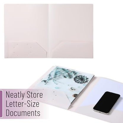 Mr. Pen- Plastic Folders with Pockets, 5 pcs | Aesthetic File Folder with Business Card Slot, 2-Pocket Folder, Back to School, Office, Filing Supplies - color: Creamy Serenity, size: 5 Pack