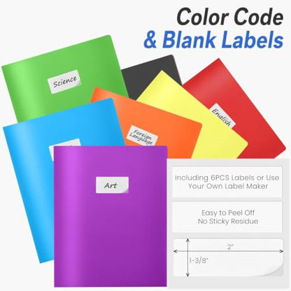 Sooez 7 Pack Folders with Pockets, 2 Pocket Folders with Extra Labels, Plastic Folder with Pockets, Heavy Duty File Folder Bulk, School Business Office Filing Supplies, Sweet Colors - color: Sweet Colors