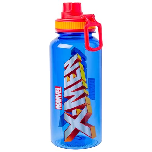 Silver Buffalo Marvel X-Men Jubilee Sentinels, Plastic Water Bottle, 32oz | Storm, Jean Grey, Rogue, Wolverine, Magneto, Cyclops, Beast, Twist Spout, Stickers, You Stick Yourself, Professor X - color: X-Men