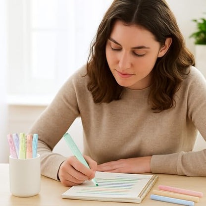 Pastel Highlighters Set, 12 Soft Pastel Colors – No Bleed, Quick-Dry Chisel Tip Highlighter Pens for Bible, Journals, Planners, Notes & Books