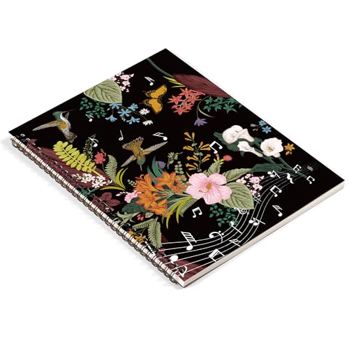 MAXCURY Blank Sheet Music Composition Manuscript Staff Paper Art Music Notebook Black 100 Pages 26x19cm (Flora) - color: Flora