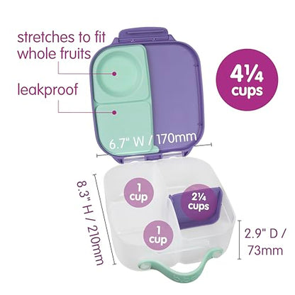 b.box Mini Lunch Box + Snack Containers for Kids 2-Pack - 4.25 + 1.75 Cups, Leakproof Bento Box for Kids, Lunch Containers for School, Dishwasher Safe, BPA Free, PFAS Free, Ages 3+ - Lilac Pop - color: Lilac Pop
