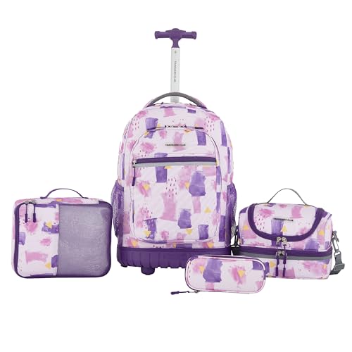 Travelers Club 4 Piece Rolling Backpack Set With Accessories, Water - color: Water