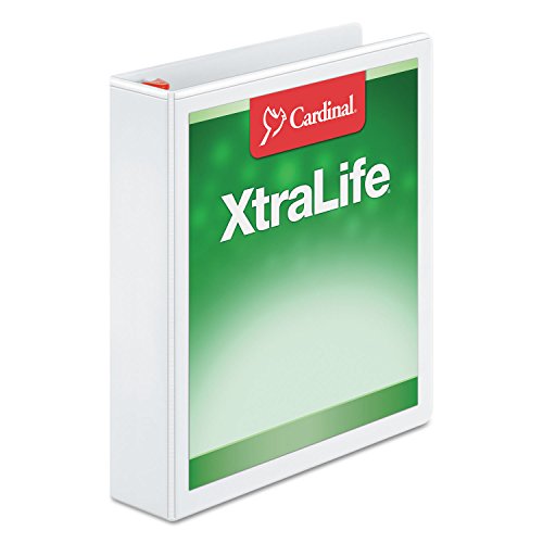 Cardinal 3 Ring Binder, 1.5 Inch Heavy Duty XtraLife Binder, Locking Slant-D Rings, Crack-Resistant Cover & Spine, ClearVue Covers, Holds 375 Sheets, PVC-Free, White (26310) - color: White, size: 1.5-Inch