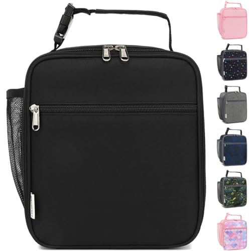 GYEUKHAM Lunch Box for Kids Boys Girls Men Women, Insulated Small Soft Cooler Lunch Bag Kit for School Work Picnic Travel - Reusable Portable lunchbox, Black - color: Black