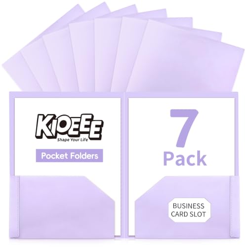 Plastic Folders with Pockets (7 Pack,Sweet Colors),Fit Letter Size Paper,Durable Heavy Duty,2-Pocket Folder for School Office or Home,Durable Acid-Free Poly,Back to School Supplies (7, Purple) - color: Purple