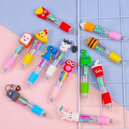 CZWZ 12Pcs Mini Multicolor Pens in One 4-in-1 Cute Pens Bulk, Fun Kawaii Ballpoint Pens for Birthdays and Party Favors Gifts Teacher School Supplies - style: 12Pcs