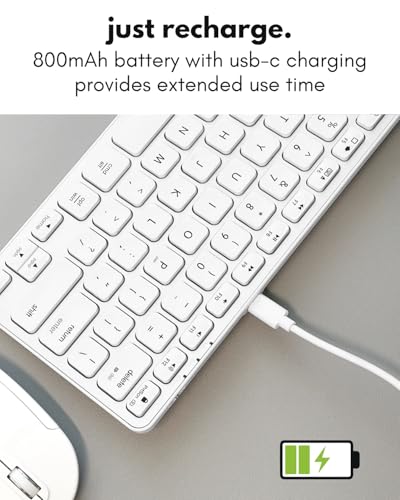Macally Wireless Bluetooth Keyboard for Mac - Premium Multi Device Connectivity - Compatible Apple Keyboard for MacBook Pro/Air, iMac, Mac mini, iPad, Laptop, and PC - color: Silver