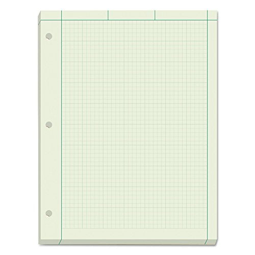 TOPS Engineering Computation Pad, 8-1/2" x 11", Glue Top, 5 x 5 Graph Rule on Back, Green Tint Paper, 3-Hole Punched, 200 Sheets (35502)
