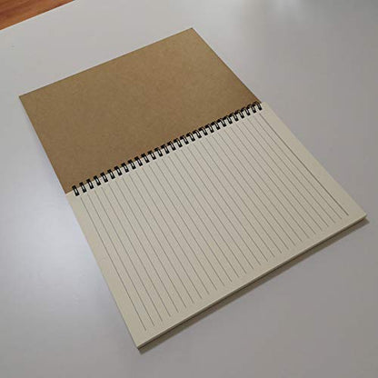 YUREE Spiral Notebook/Spiral Journal Lined, B5 Hard Kraft Cover Wire Bound Notebook Ruled, 70 Sheets (140 Pages), 10.5" x 7.3", Brown - color: 1 Pack-Brown