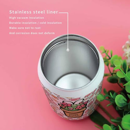 T&H XHome Easter 14oz Stainless Steel Tumbler with Lid & Straw-Double Wall Vacuum Insulated Travel Mug Rabbits Spring Flower Pink Water Bottle Coffee Beverage Drinks Cup - size: 14 Ounces