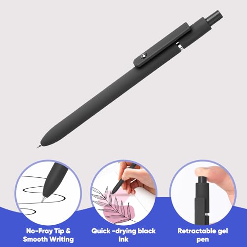 Vanhench 6Pcs Gel Pens, 0.5MM Black Gel Ink Pen Fine Point Smooth Writing Pens, College Essentials Pens, Father's Day Birthday Gifts for Men (6PCS Black Gray White) - color: 6PCS Black Gray White (Black Ink)