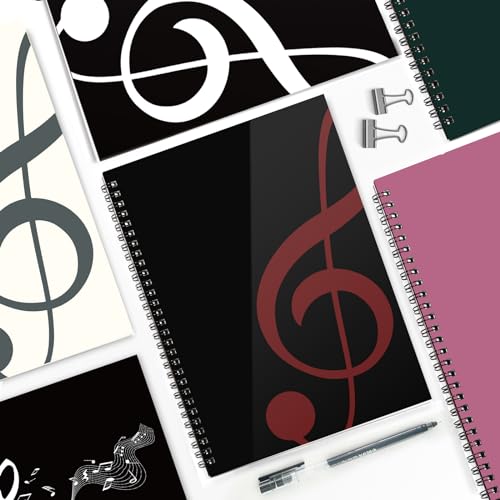 MAXCURY Blank Sheet Music Composition Manuscript Staff Paper Art Music Notebook Black 100 Pages 26x19cm (Black/Fuchsia) - color: Black/Fuchsia