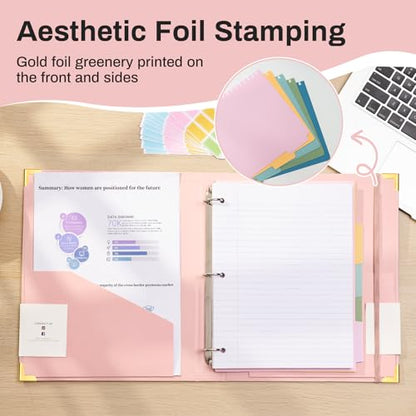 Ovesmusl Hardcover Spiral Notebooks 6.1" X 8.4" + Aesthetic 3 Ring Binder 1 Inch