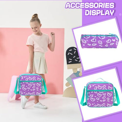 Meetbelify Rolling Backpack for Girls Boys Backpacks with Wheels Kids Carry on Luggage for Girls Boys - color: Girl Purple Love