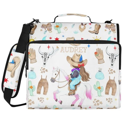 Cowgirl Wild West Running Horse Candy Zipper Binder 3 Ring, Multi-Pocket School & Office Personalized Binder Organizer, 800 Sheet Capacity, Compatible with 14-Inch Notebook, Back to School Gift - color: Option D