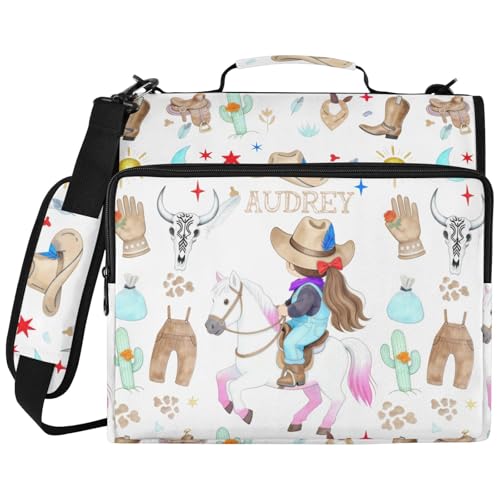 Cowgirl Wild West Running Horse Candy Zipper Binder 3 Ring, Multi-Pocket School & Office Personalized Binder Organizer, 800 Sheet Capacity, Compatible with 14-Inch Notebook, Back to School Gift - color: Option D