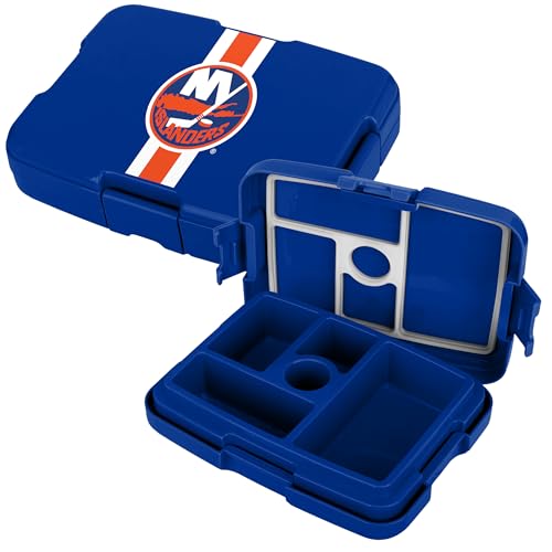 FOCO NHL Unisex-Adult Officially Licensed Team Color Stripe Primary Logo Hockey Leak Proof 5 Compartment Bento Lunch Box - New York Islanders - color: New York Islanders