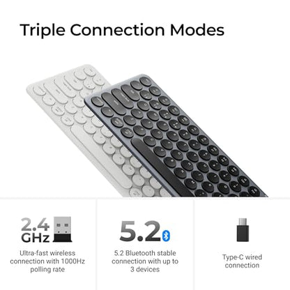Keychron B3 Pro 75% Ultra-Slim Wireless Keyboard, 2.4GHz, Bluetooth 5.2 / Wired USB Connection, Portable Silent White Bluetooth Keyboard for Mac Windows Linux Tablet Phone - color: White